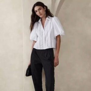 Banana Republic Vida Poplin Blouse Top White Size XS